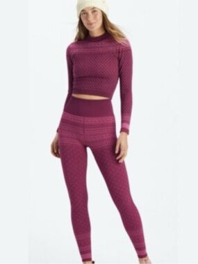 Fabletics Women's Maroon Patterned Seamless High-Waist Joggers and top